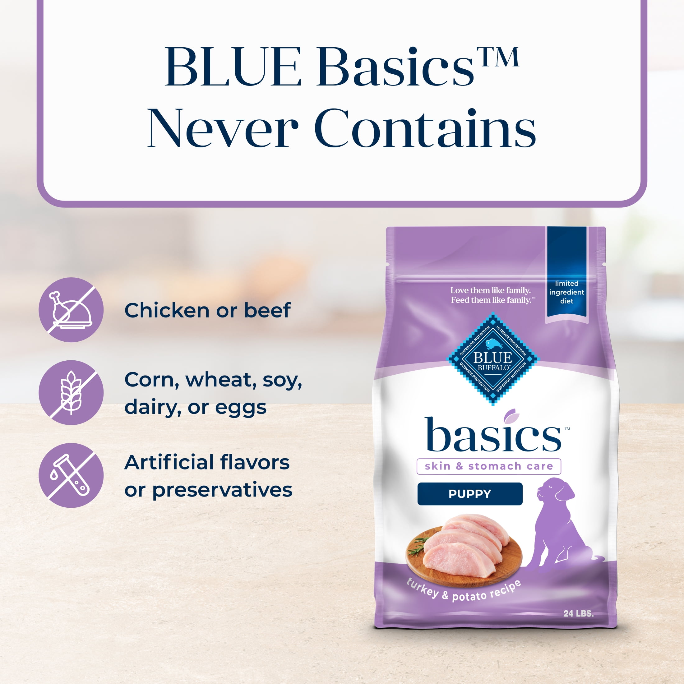 Blue Buffalo Basics Dry Dog Food for Puppies, Limited Ingredient Diet, Turkey, 24 lbs. - Image 6