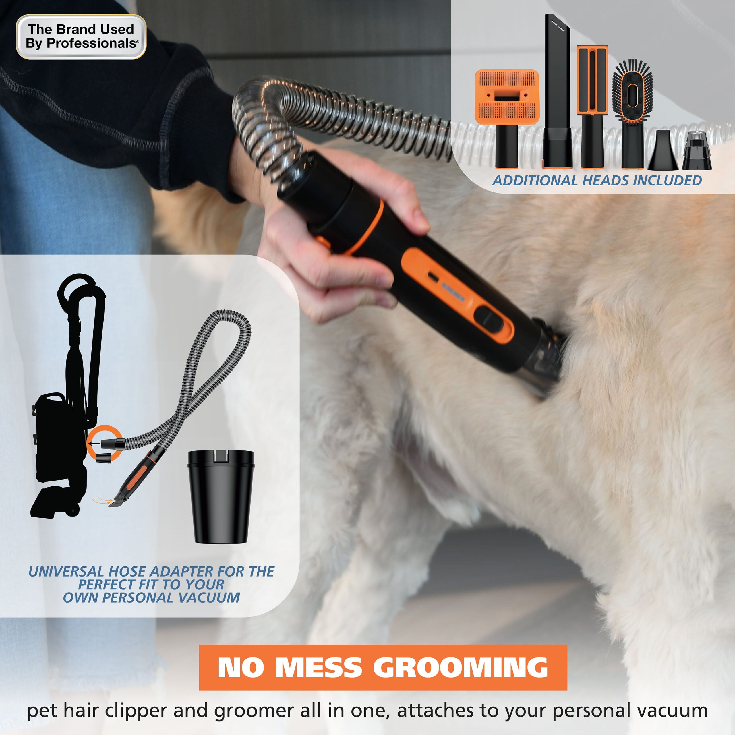Wahl Dog Pet Groom and Vacuum Hose and Attachments, 2 Speeds, 14 Piece, Rechargeable Lithium 3026956 - Image 2