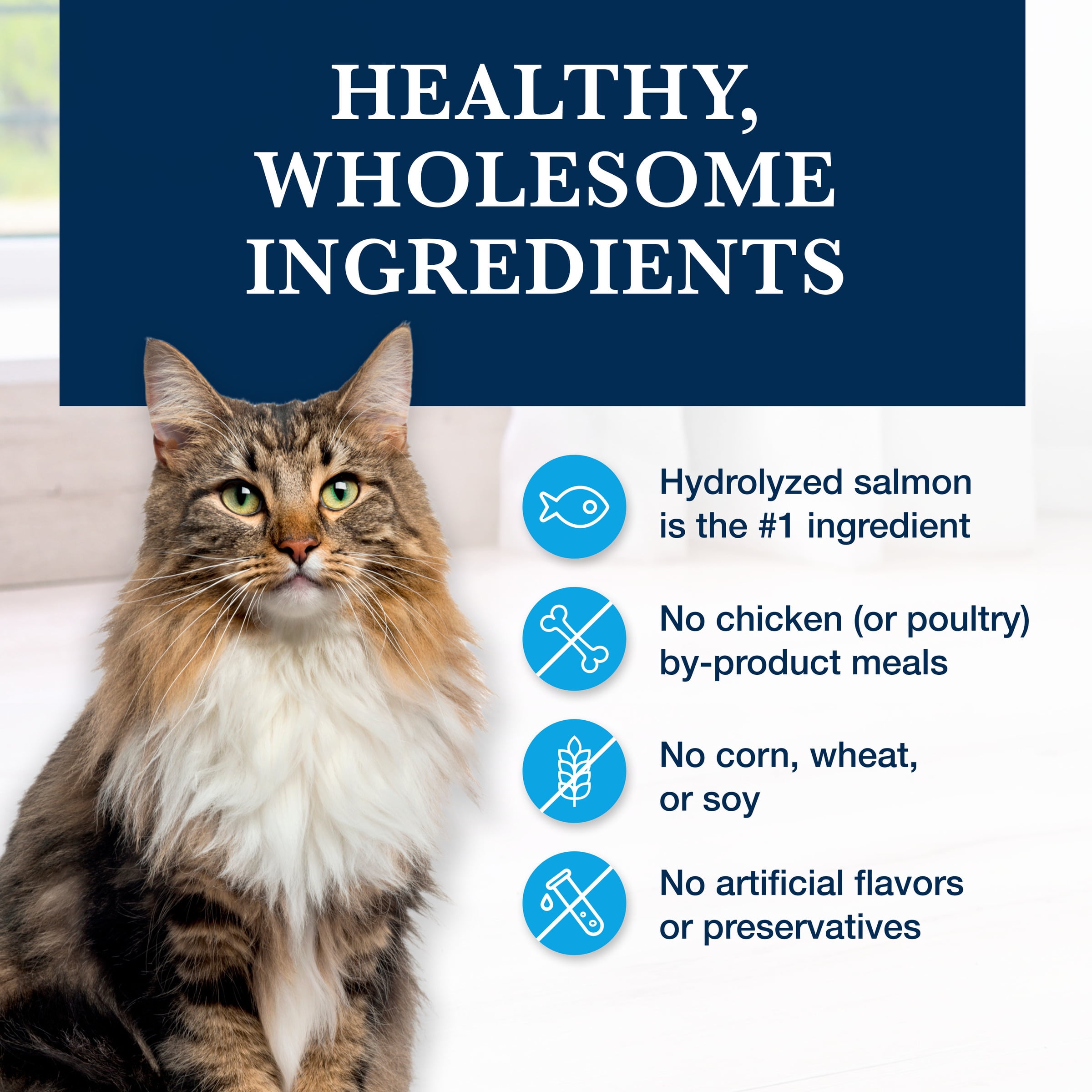 Blue Buffalo Natural Veterinary Diet HF Hydrolyzed Food Intolerance Dry Cat Food, Salmon, 7lb Bag - Image 6