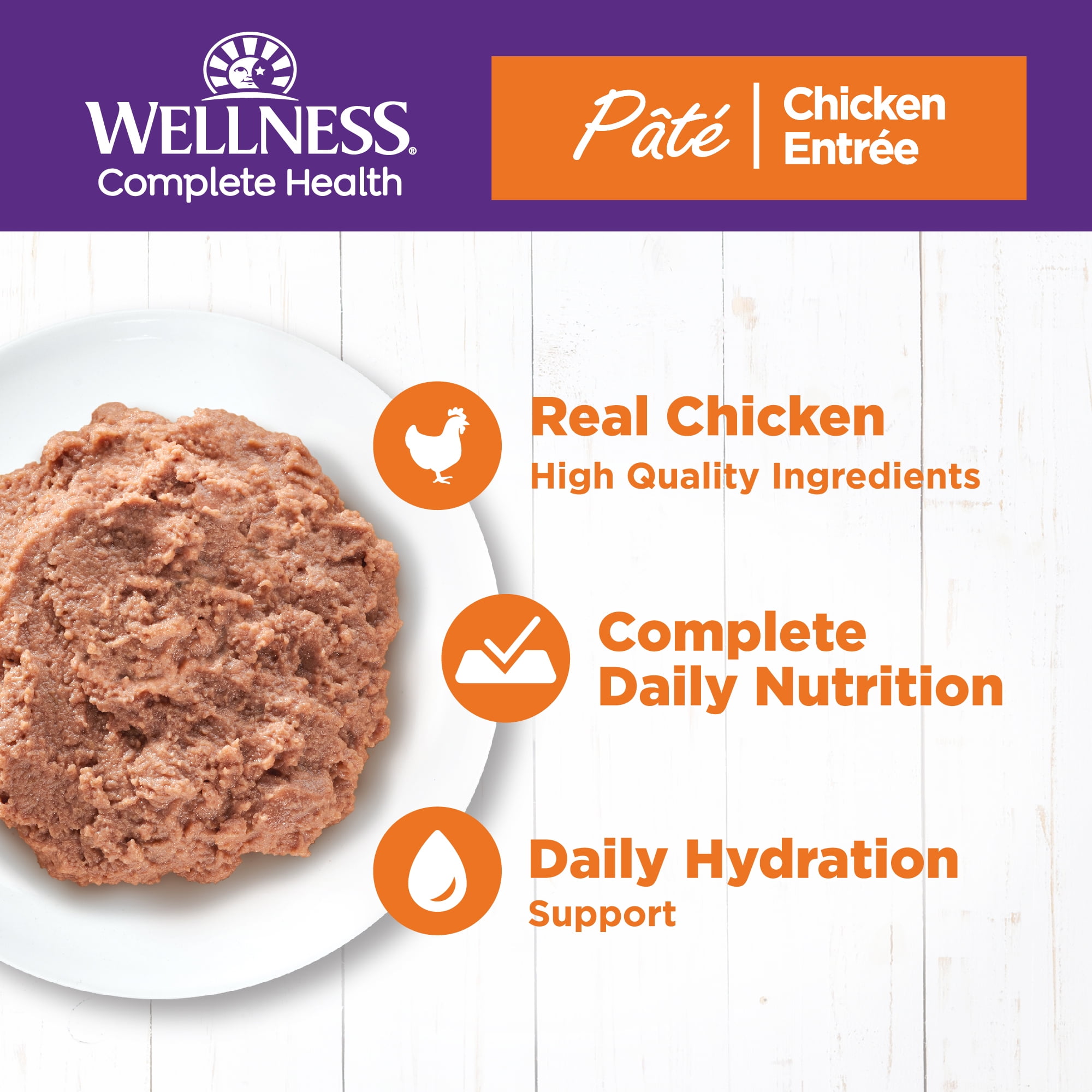 Wellness Complete Health Grain Free Canned Cat Food, Chicken Pate, 5.5 Ounces (Pack of 24) - Image 3