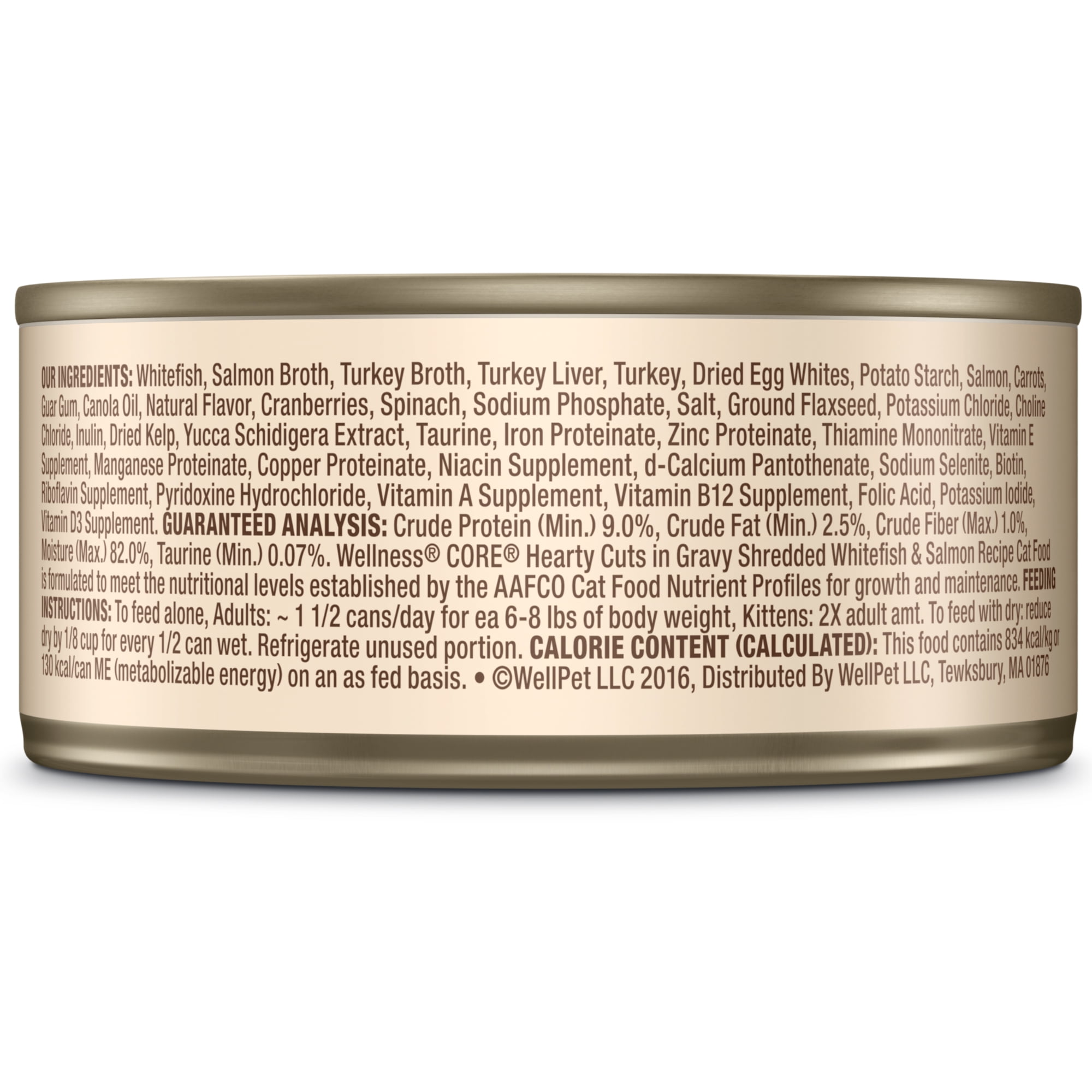Wellness CORE Hearty Cuts Wet Cat Food, Whitefish & Salmon, 5.5oz Can (Pack of 24) - Image 3