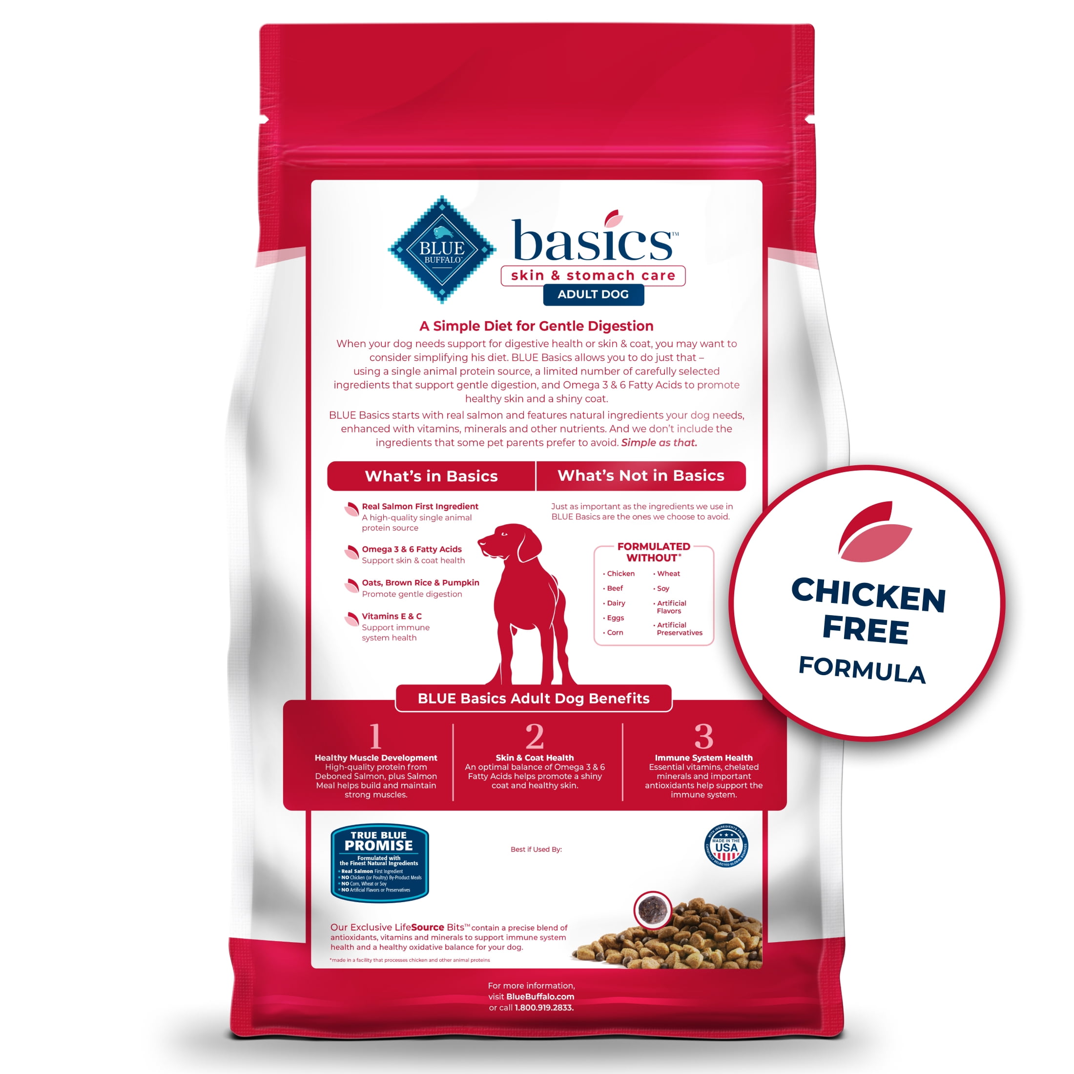 Blue Buffalo Basics Grain-Free Dry Dog Food, Adult, Limited Ingredient Diet, Salmon, 22 lbs. - Image 2