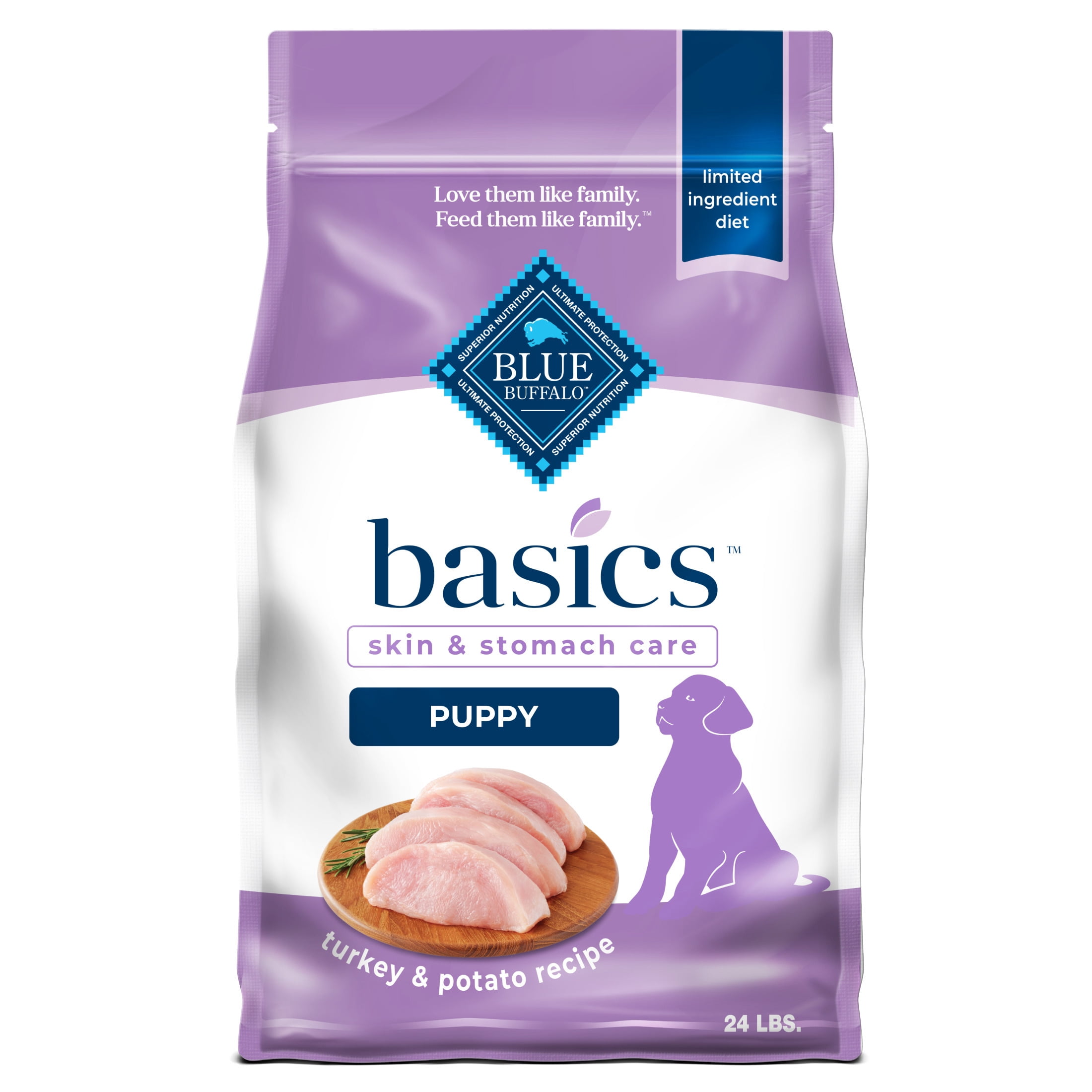 Blue Buffalo Basics Dry Dog Food for Puppies, Limited Ingredient Diet, Turkey, 24 lbs.