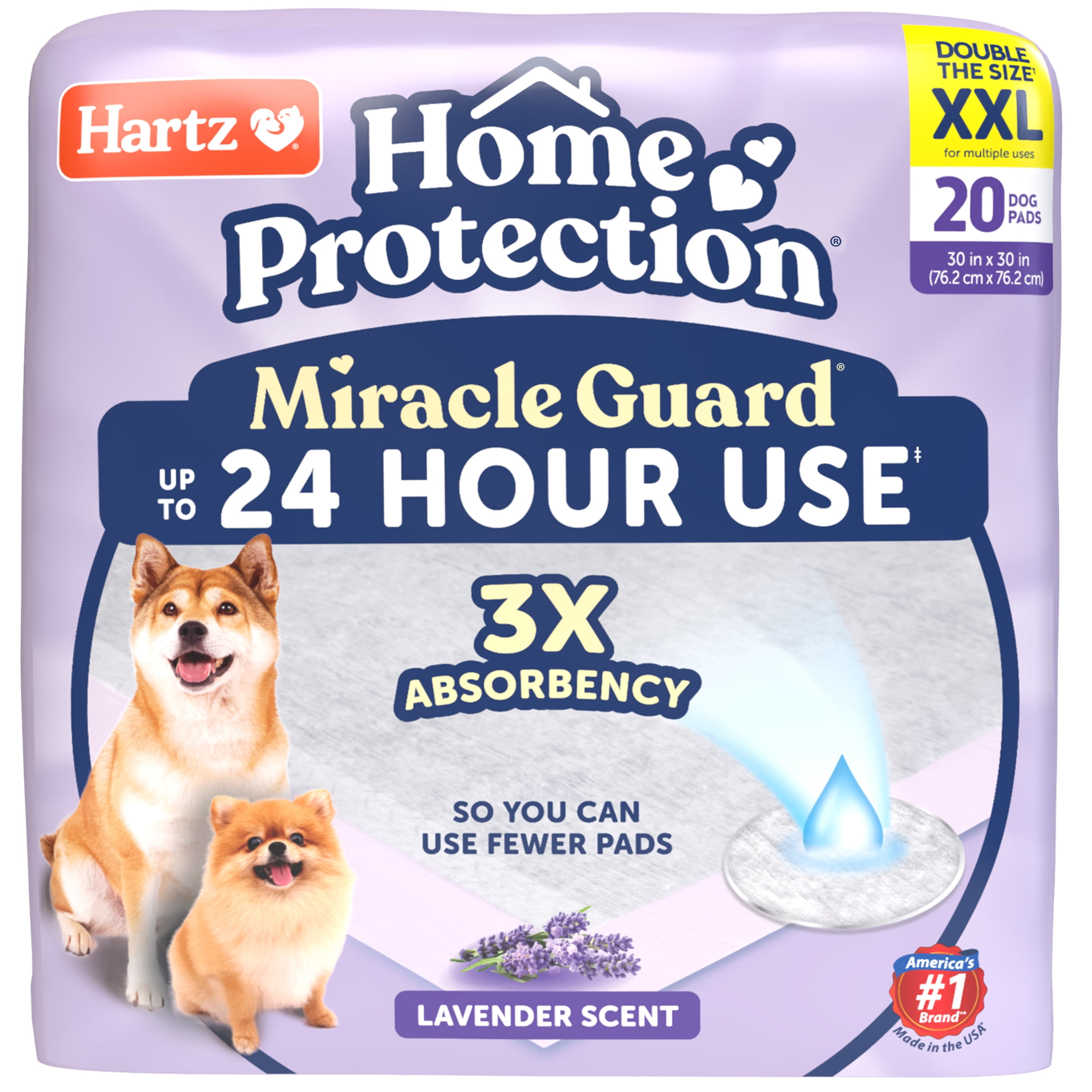 Hartz Home Protection Miracle Guard Lavender Dog Pads, XXL 20 Count