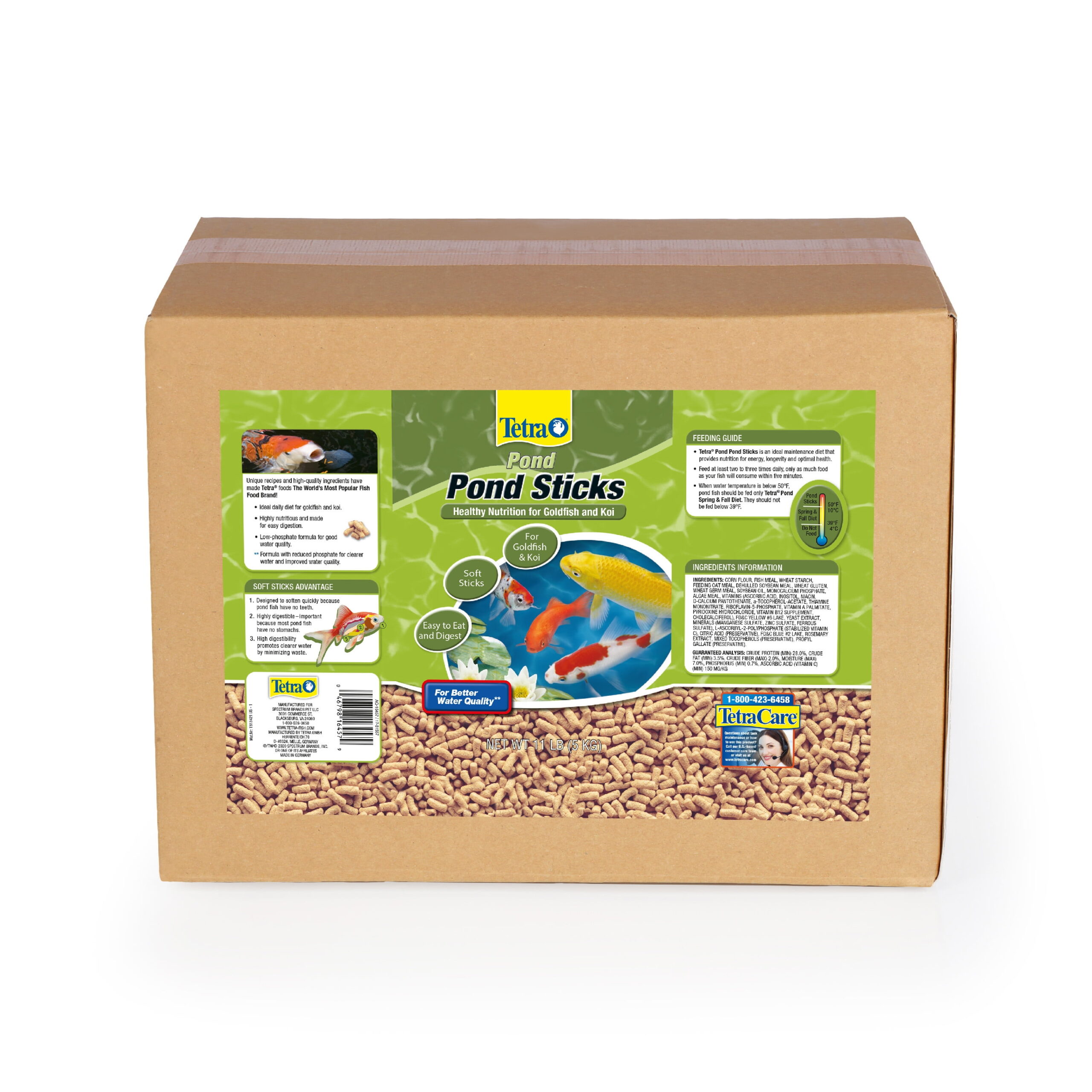 Tetra TetraPond Sticks Pond Fish Food for Goldfish and Koi, 11 lb