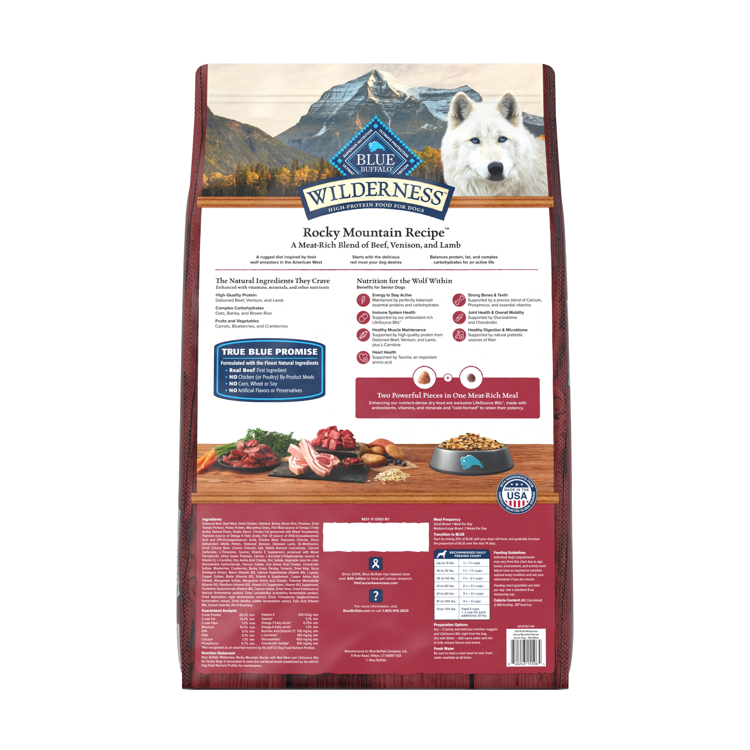 Blue Buffalo Wilderness High-Protein Senior Dry Dog Food, Red Meat, 22lb Bag - Image 2