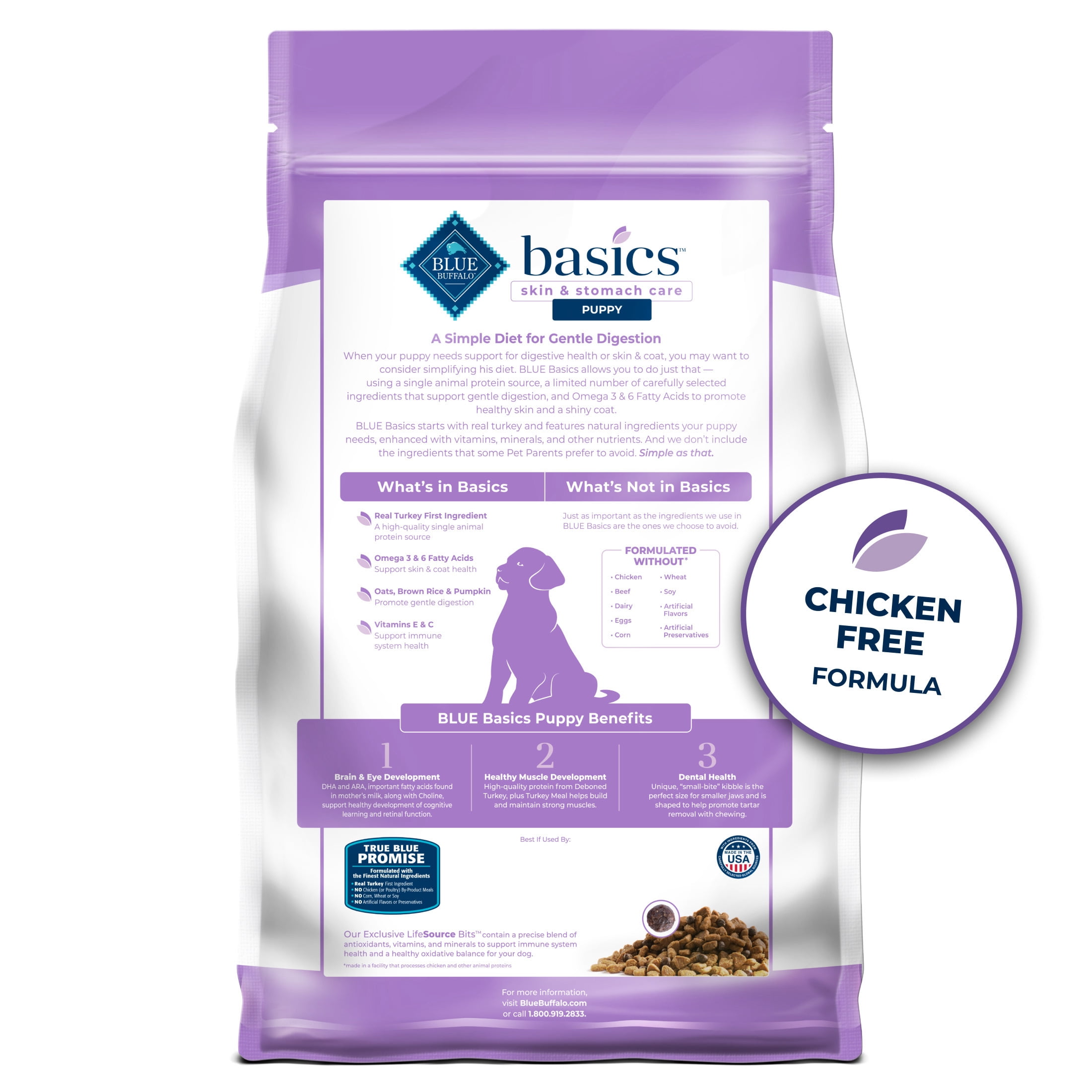 Blue Buffalo Basics Dry Dog Food for Puppies, Limited Ingredient Diet, Turkey, 24 lbs. - Image 2