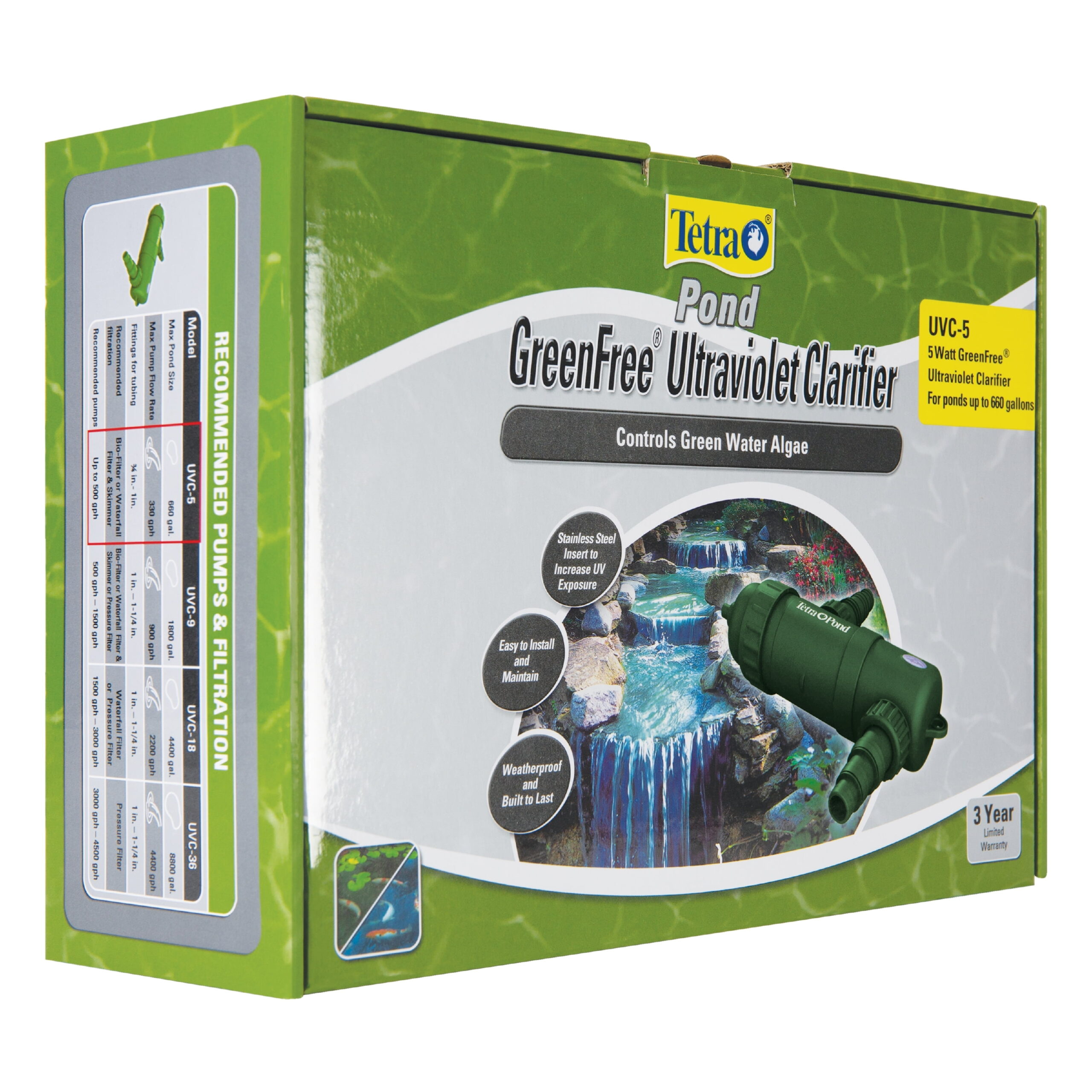 Tetra Pond GreenFree UV Clarifier, 5W, 660 Gallons, For Clean and Clear Ponds Aquarium Water Treatments - Image 3