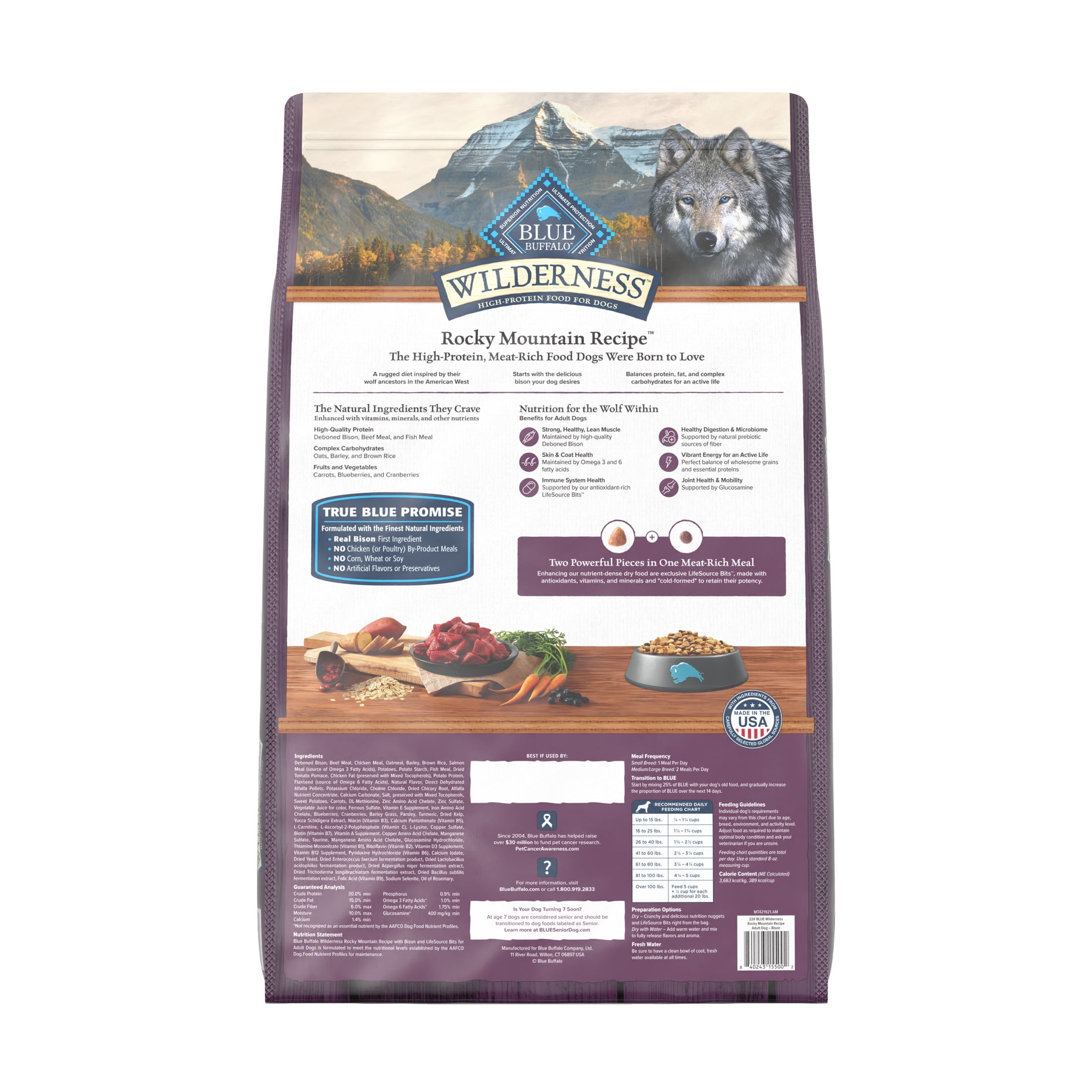 Blue Buffalo Wilderness High-Protein Adult Dry Dog Food, Bison, 22lb Bag - Image 2