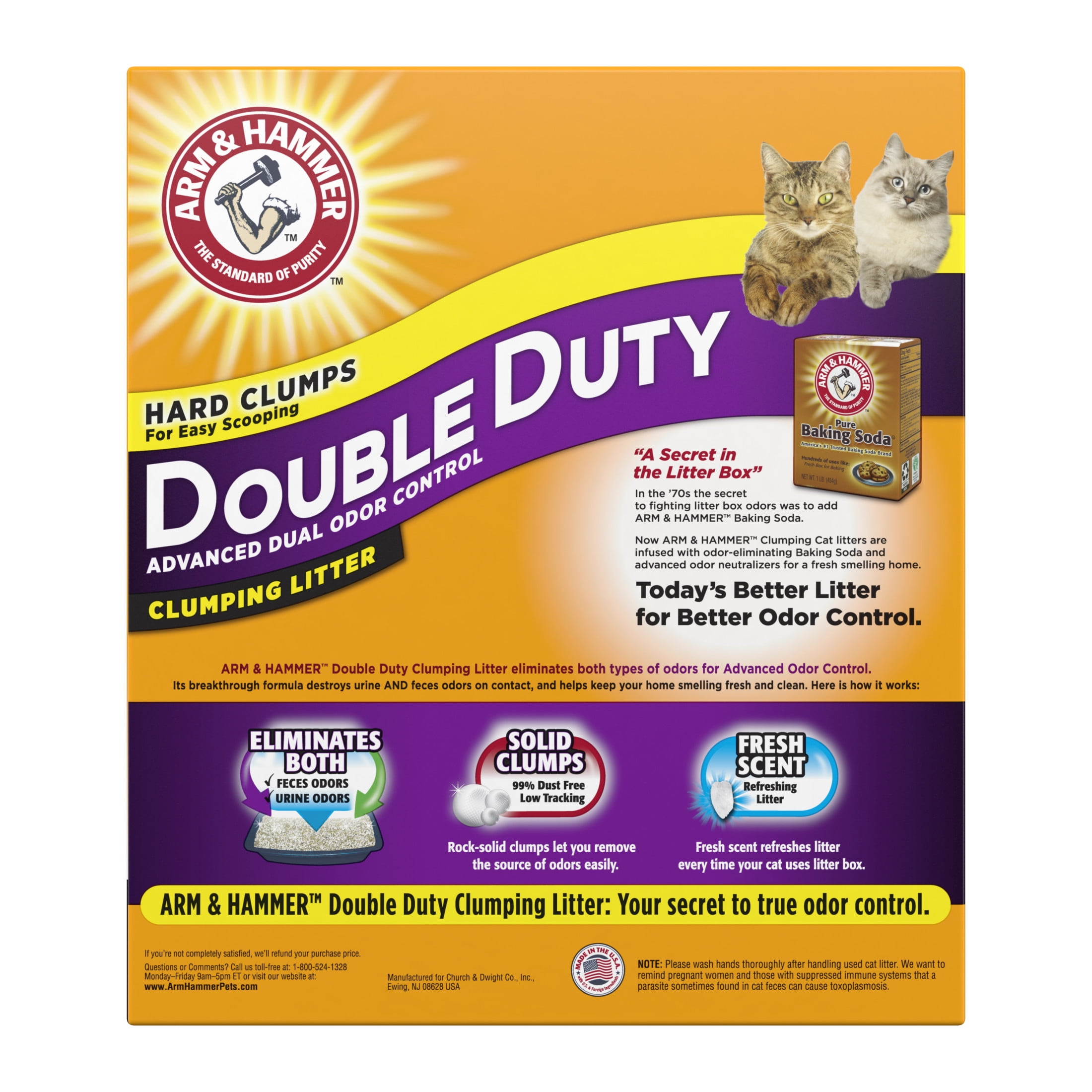 (3 pack) ARM & HAMMER Double Duty Cat Litter, Advanced Odor Control Clumping Cat Litter, Scented, 40 lb - Image 4