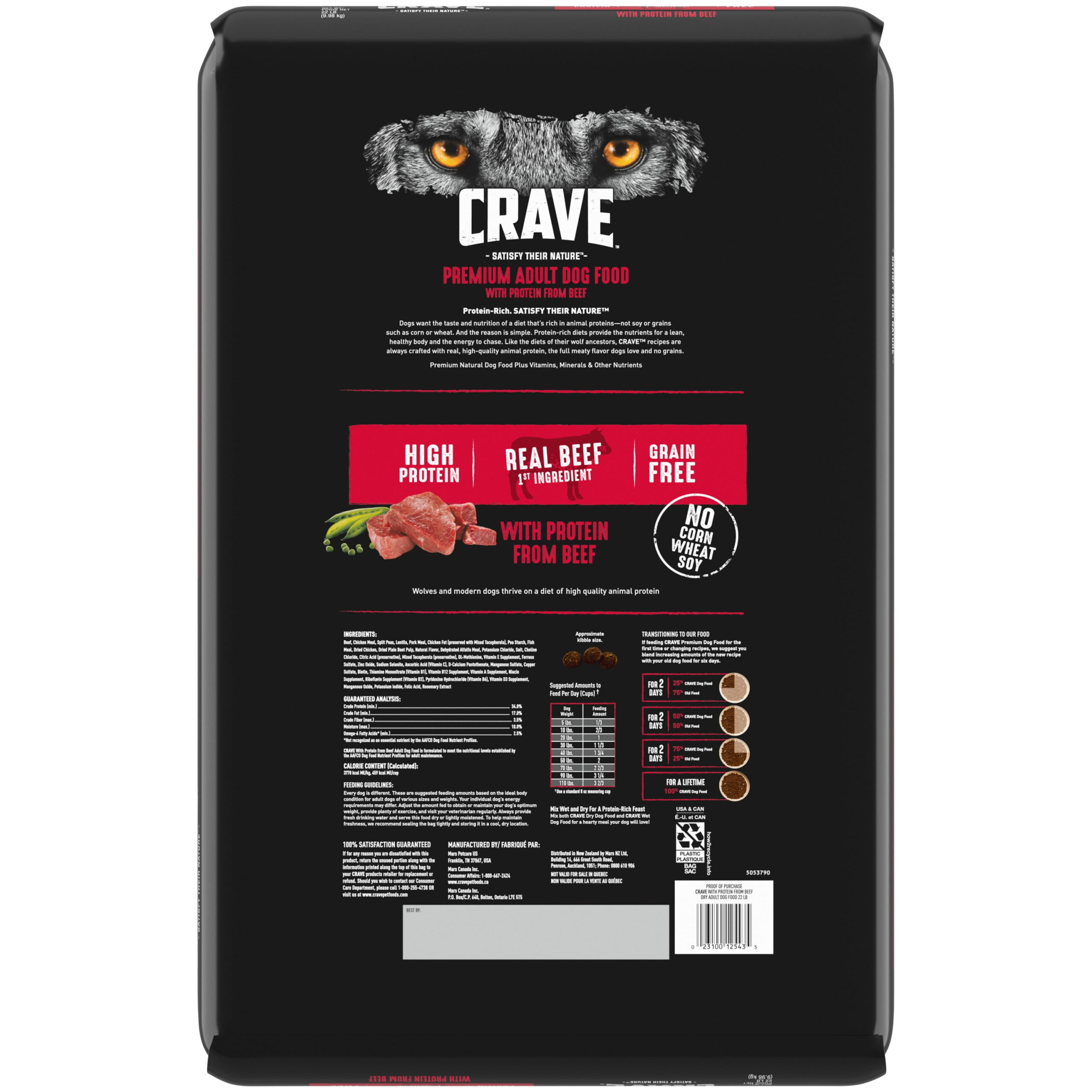Crave Grain Free Adult Dry Dog Food With Protein From Beef, 22 Lb. Bag - Image 3
