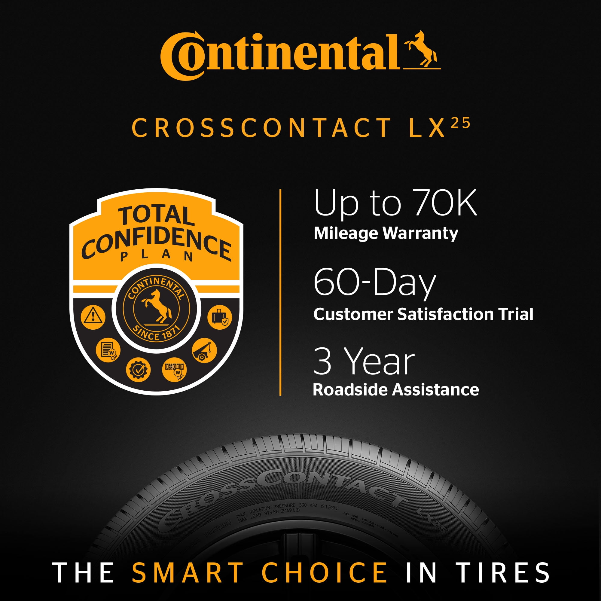 Continental CrossContact LX25 All Season 235/50R19 99H SUV/Crossover Tire - Image 2