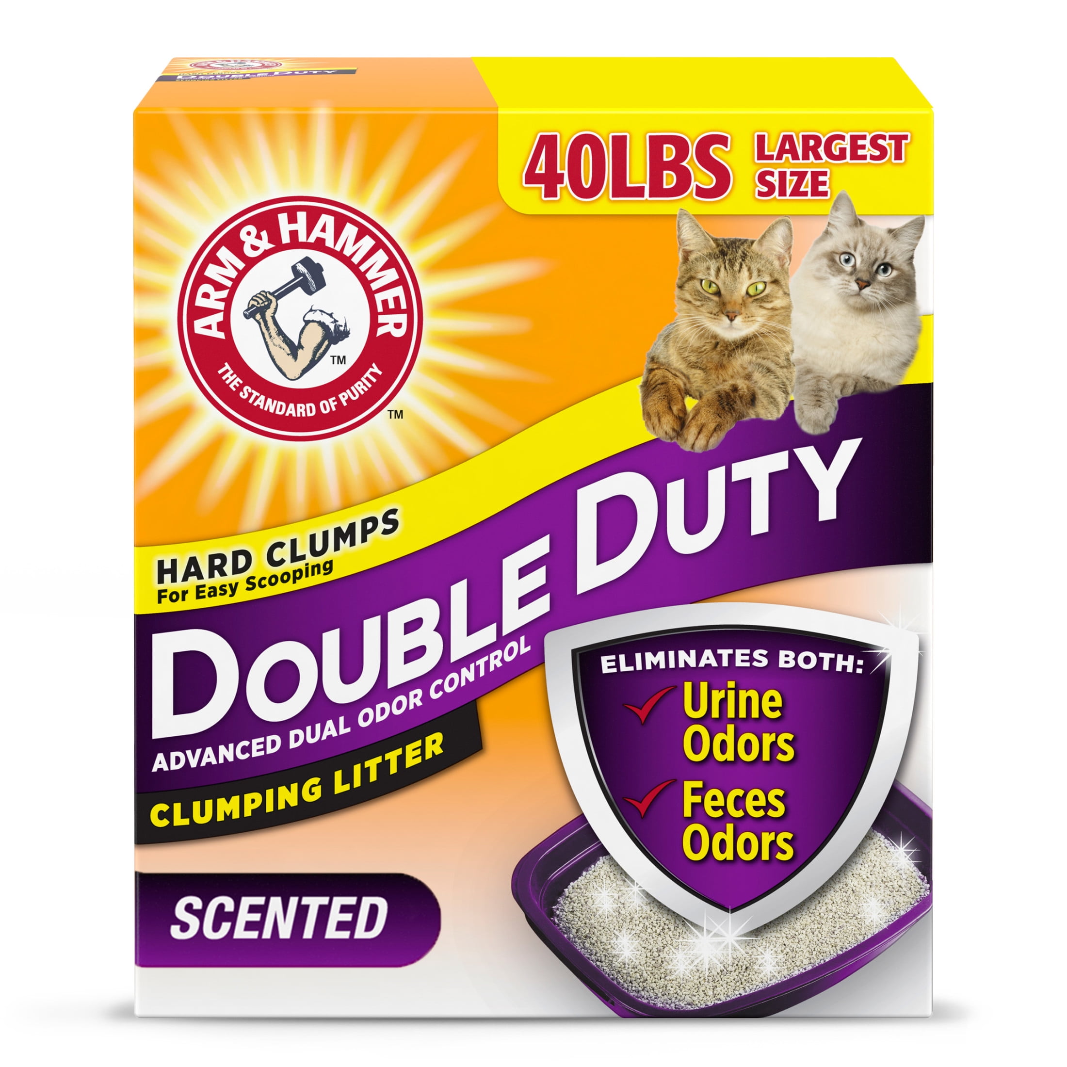 (3 pack) ARM & HAMMER Double Duty Cat Litter, Advanced Odor Control Clumping Cat Litter, Scented, 40 lb - Image 3