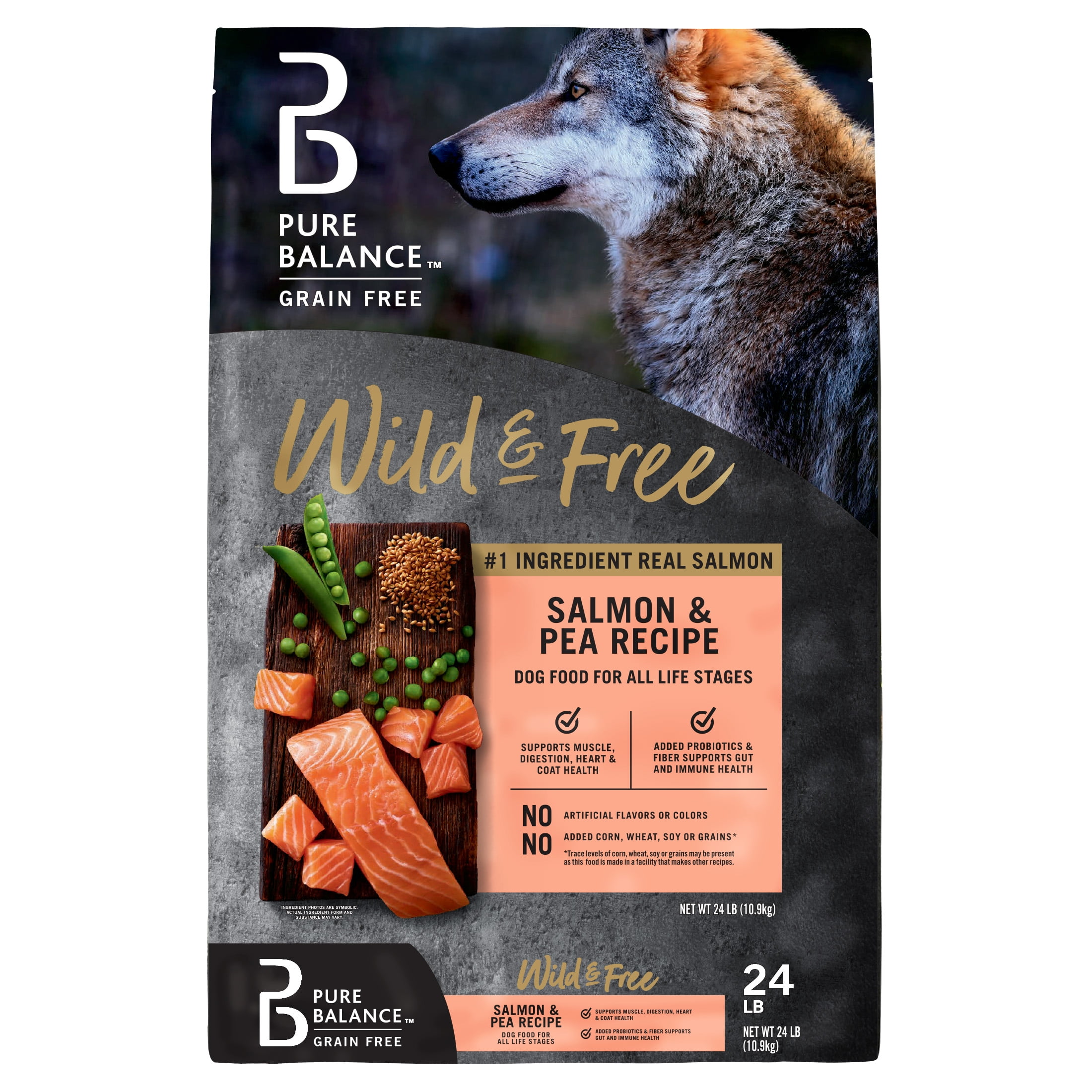 (3 pack) Pure Balance Wild & Free Grain-Free Salmon & Pea Recipe Dry Dog Food, 24 lbs - Image 2