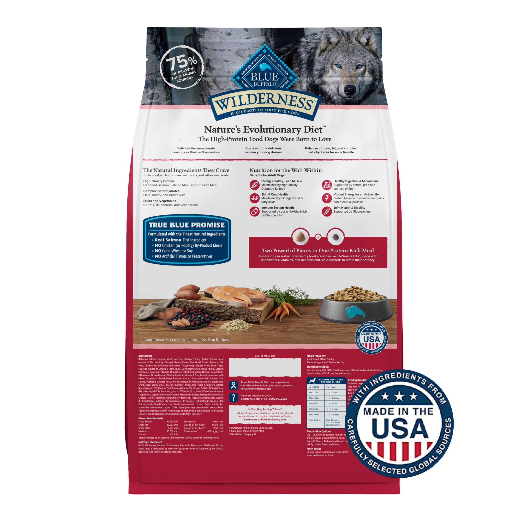 Blue Buffalo Wilderness Natural High-Protein Adult Dog Dry Food, Salmon Recipe, 28-lb Bag - Image 3